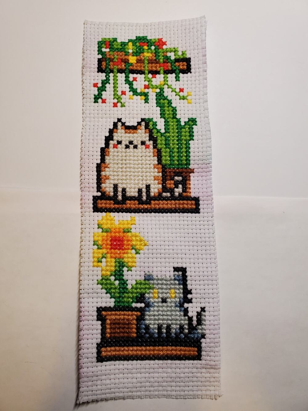 Cross Stitch Cat Bookmark - Hand Made